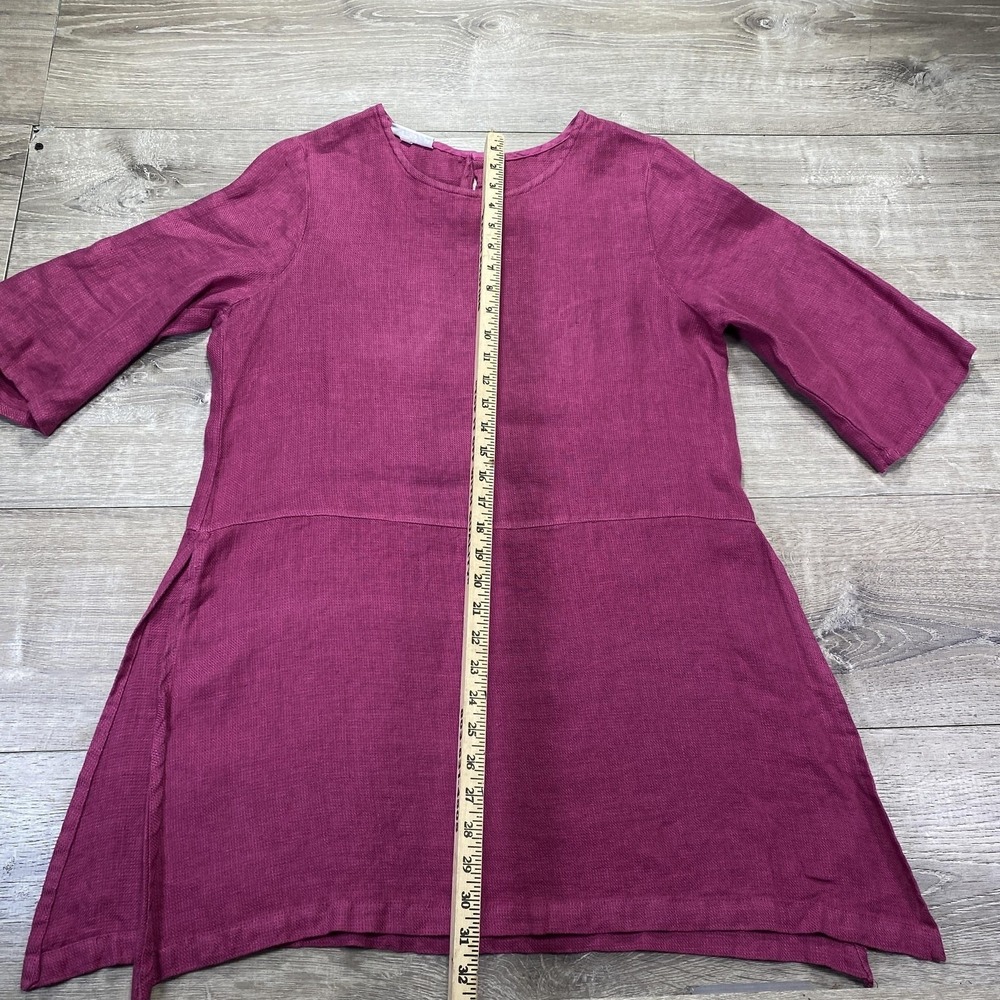 Bryn Walker Tunic Top Womens XS Magenta Linen 3/4 Sleeve A-Line Made USA Keyhole - Picture 10 of 15